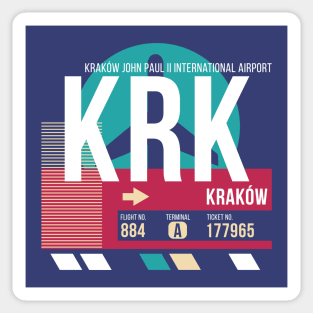 Krakow, Poland (KRK) Airport Code Baggage Tag E Sticker